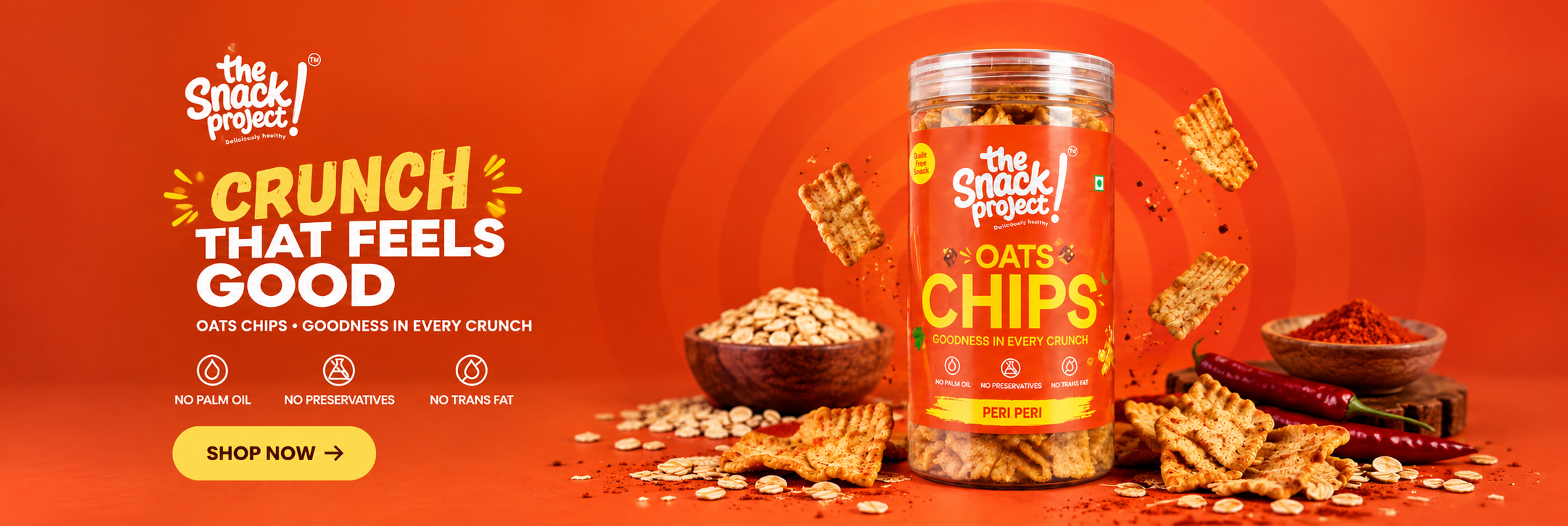 The Snack Project - Oats Chips Peri Peri. Crunch that feels good.